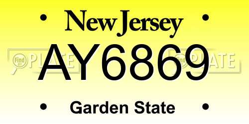 AY6869 New Jersey License Plate