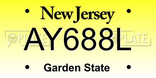 AY688L New Jersey License Plate