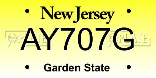 AY707G New Jersey License Plate