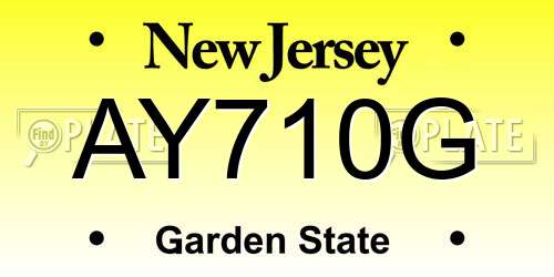 AY710G New Jersey License Plate