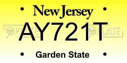 AY721T New Jersey License Plate