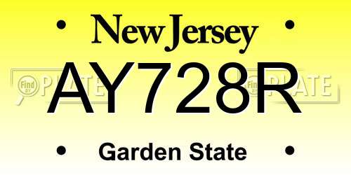 AY728R New Jersey License Plate