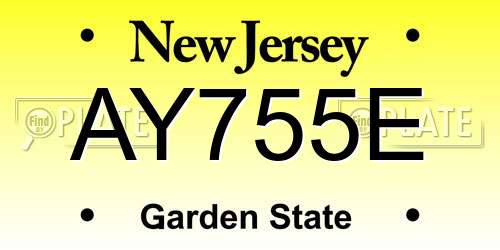 AY755E New Jersey License Plate