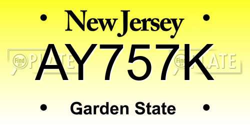 AY757K New Jersey License Plate