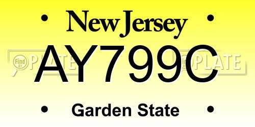 AY799C New Jersey License Plate