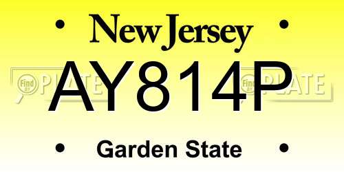 AY814P New Jersey License Plate