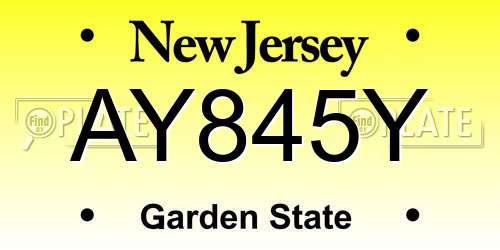 AY845Y New Jersey License Plate