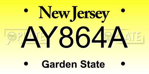 AY864A New Jersey License Plate