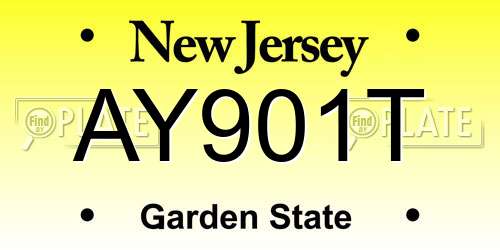 AY901T New Jersey License Plate