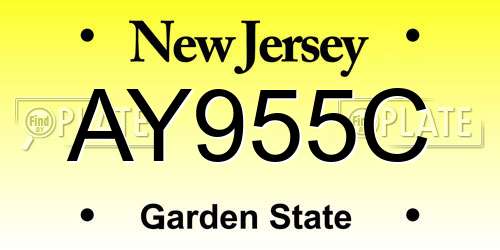 AY955C New Jersey License Plate