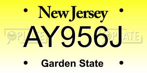 AY956J New Jersey License Plate