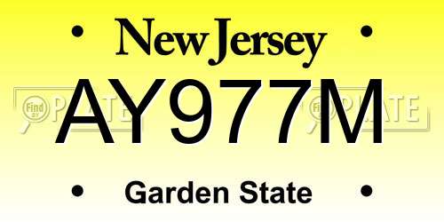 AY977M New Jersey License Plate