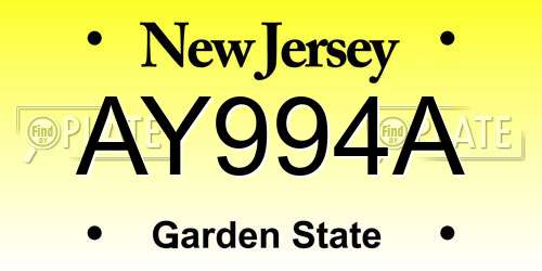 AY994A New Jersey License Plate