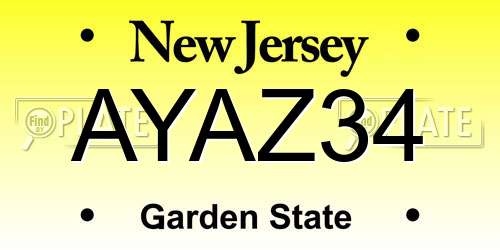 AYAZ34 New Jersey License Plate