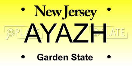 AYAZH New Jersey License Plate