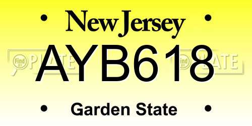AYB618 New Jersey License Plate