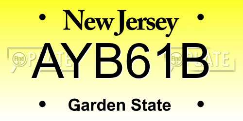 AYB61B New Jersey License Plate