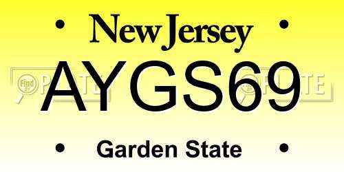 AYGS69 New Jersey License Plate