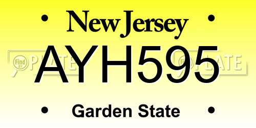 AYH595 New Jersey License Plate
