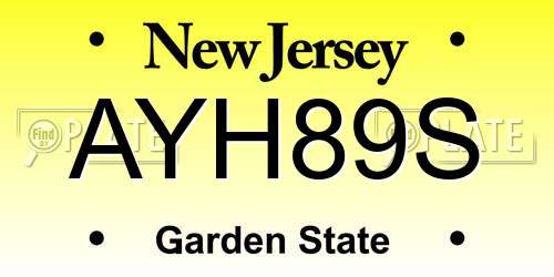 AYH89S New Jersey License Plate