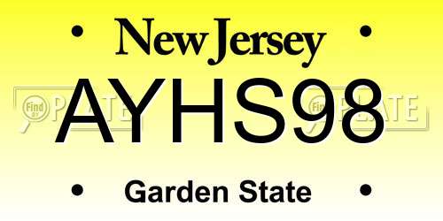 AYHS98 New Jersey License Plate