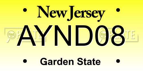 AYND08 New Jersey License Plate