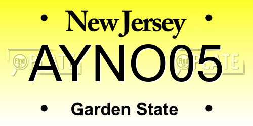 AYNO05 New Jersey License Plate