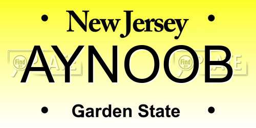 AYNOOB New Jersey License Plate