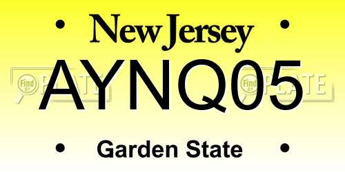 AYNQ05 New Jersey License Plate