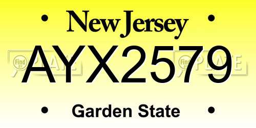 AYX2579 New Jersey License Plate