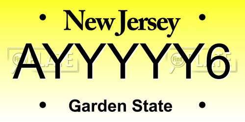 AYYYYY6 New Jersey License Plate