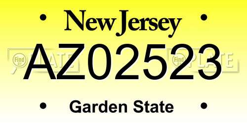 AZ02523 New Jersey License Plate