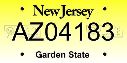 AZ04183 New Jersey License Plate