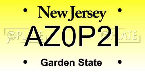 AZ0P2I New Jersey License Plate