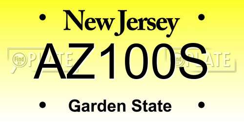 AZ100S New Jersey License Plate