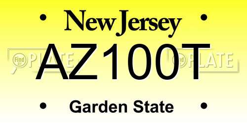 AZ100T New Jersey License Plate