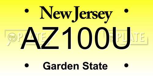 AZ100U New Jersey License Plate