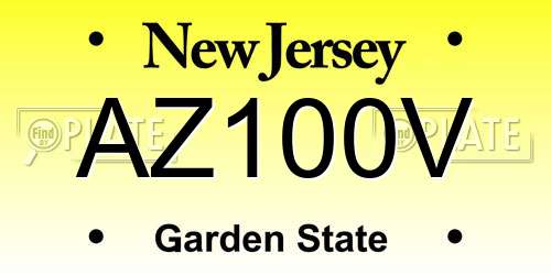 AZ100V New Jersey License Plate