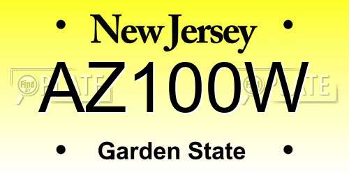 AZ100W New Jersey License Plate