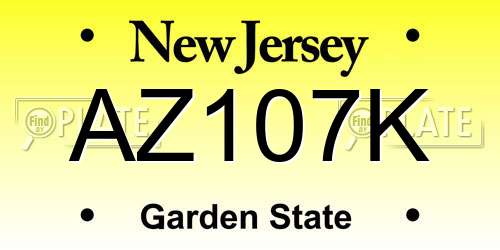 AZ107K New Jersey License Plate