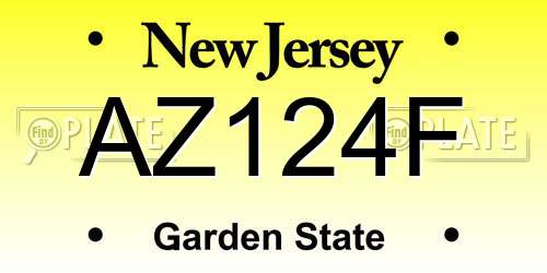 AZ124F New Jersey License Plate