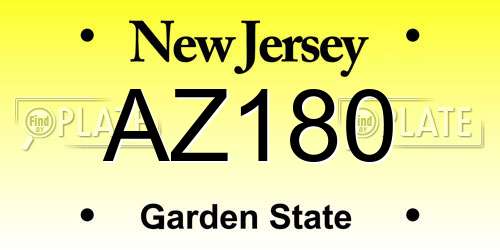 AZ180 New Jersey License Plate