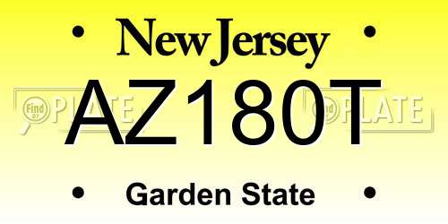 AZ180T New Jersey License Plate
