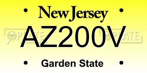 AZ200V New Jersey License Plate