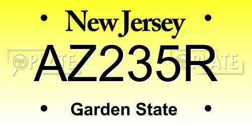 AZ235R New Jersey License Plate