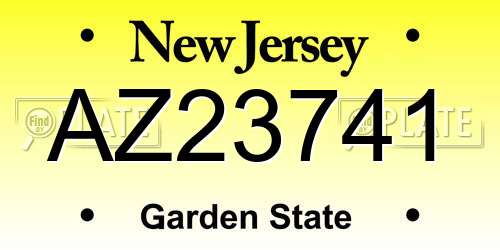 AZ23741 New Jersey License Plate