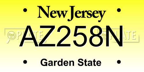 AZ258N New Jersey License Plate