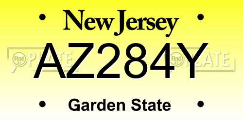 AZ284Y New Jersey License Plate