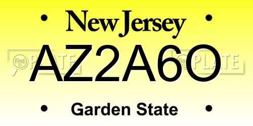 AZ2A6O New Jersey License Plate