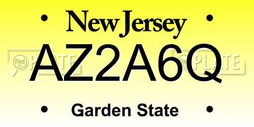 AZ2A6Q New Jersey License Plate